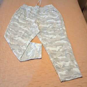 RBX Live Life Active Women's Size L Sweatpants Gray Cammo Drawstring Pockets EUC